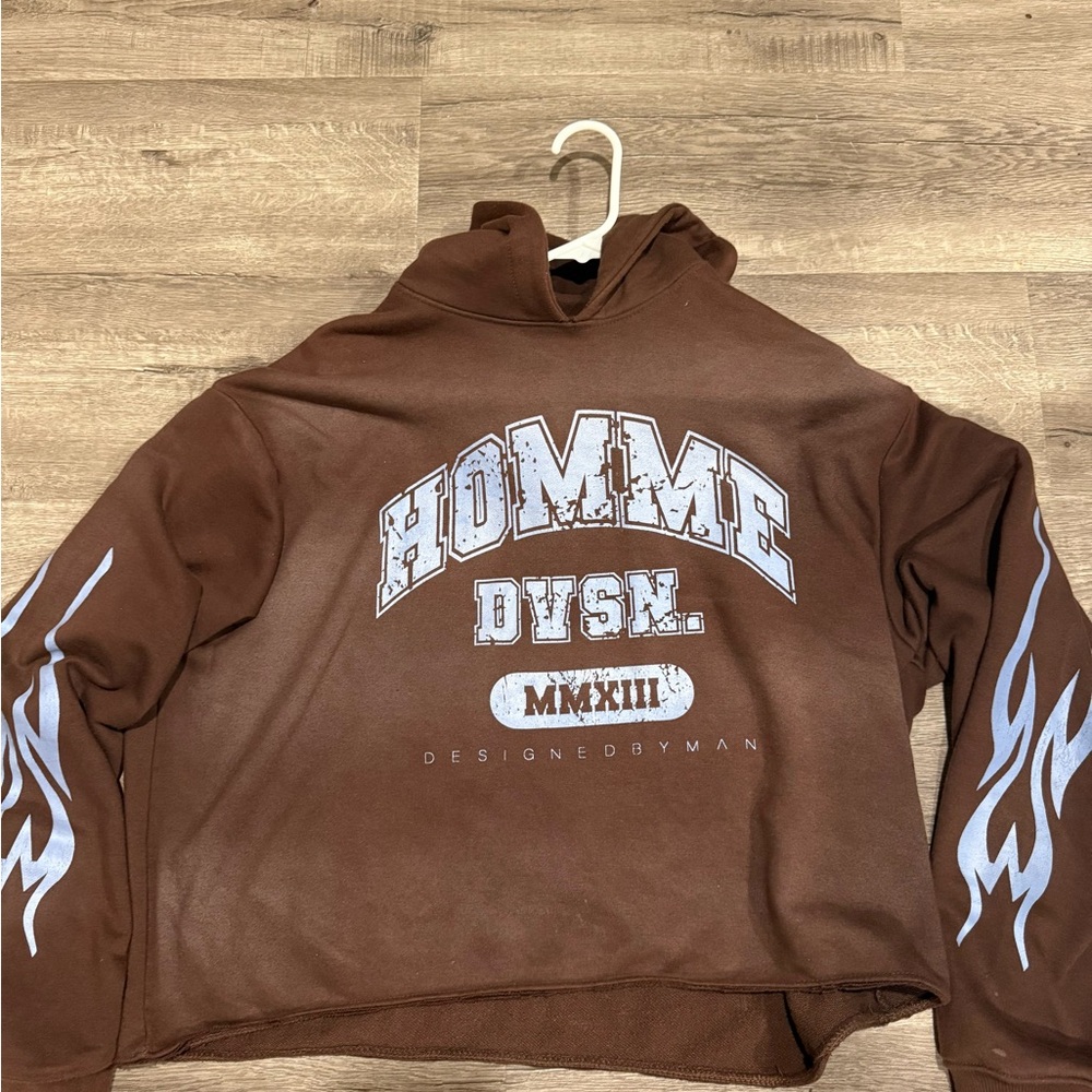 Brown and blue Homme Graphic Hoodie